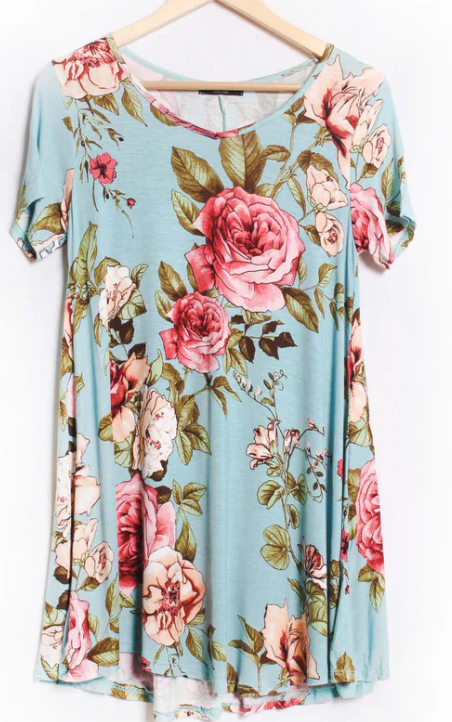 Women's Short Sleeve Scoop Neck Floral Print Top